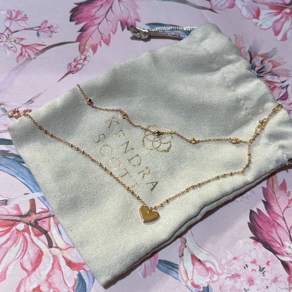 Kendra Scott NWT Rose Gold Ari Heart Layered Necklace - Picture 4 of 5
